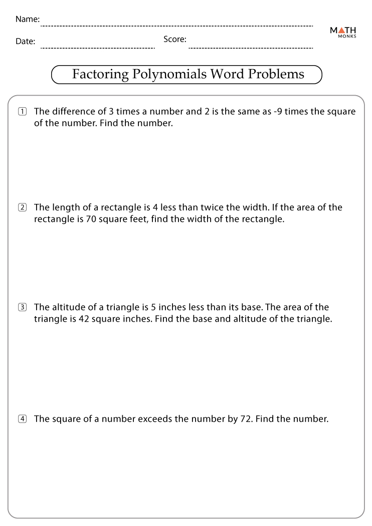 Factoring Polynomials Worksheets With Answer Key