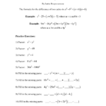 Factoring The Difference Of Squares Worksheet