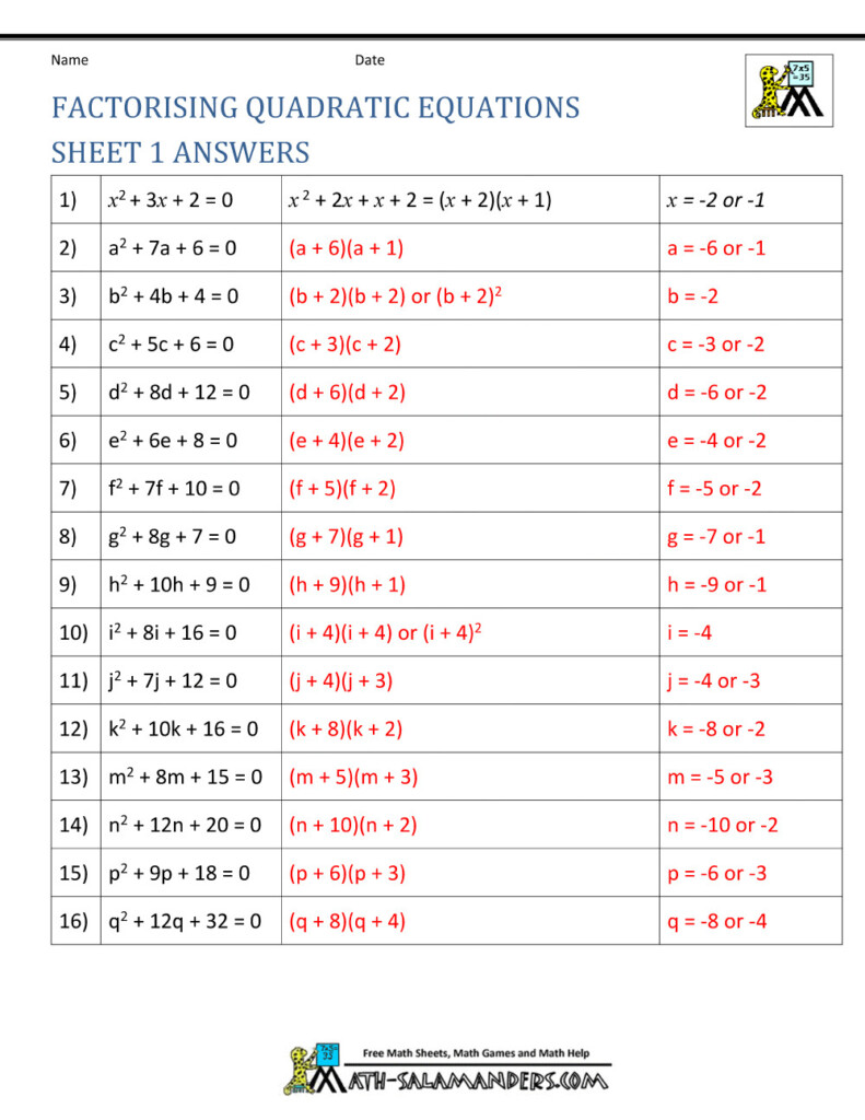 Factoring Trinomials Worksheet Answers Db excel