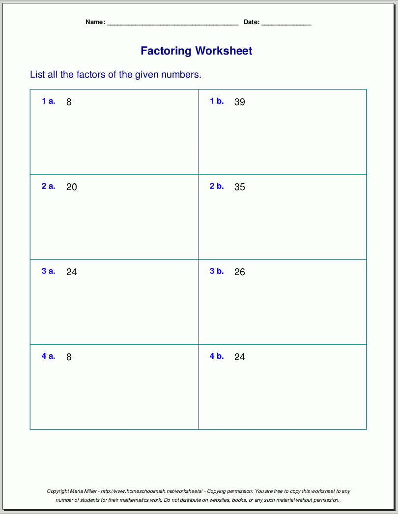 Gcf And Lcm Worksheets Printable Printable Worksheets