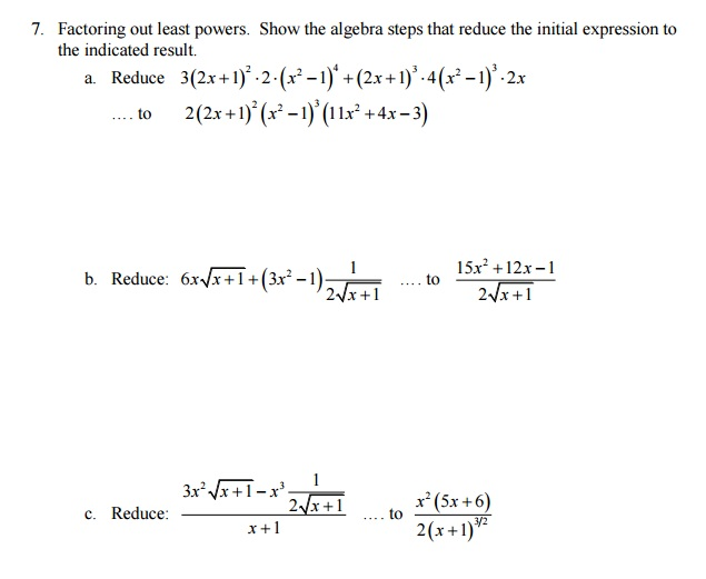 Solved Factoring Out Least Powers Show The Algebra Steps Chegg