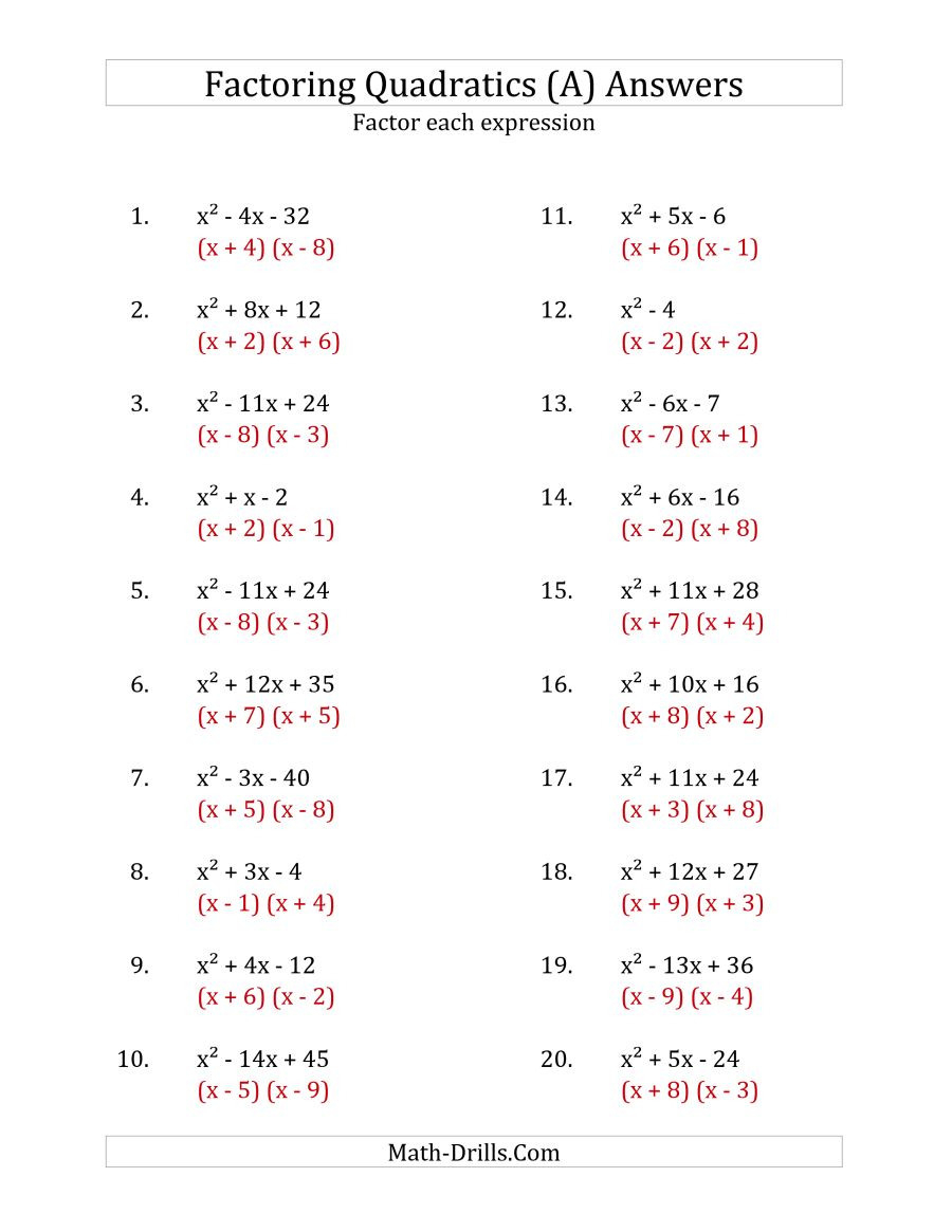 Trinomial Factoring Worksheet Works Answers Triply